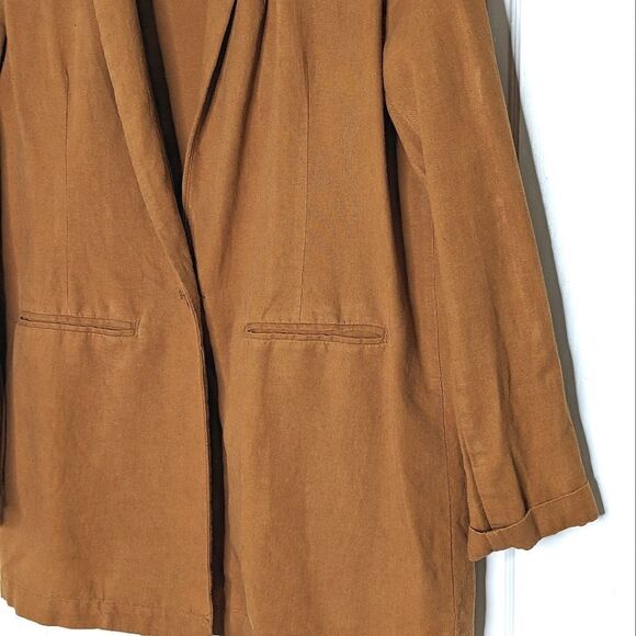 OLD NAVY Tan Linen Unlined One Button Blazer size M Tall - Picture 3 of 10